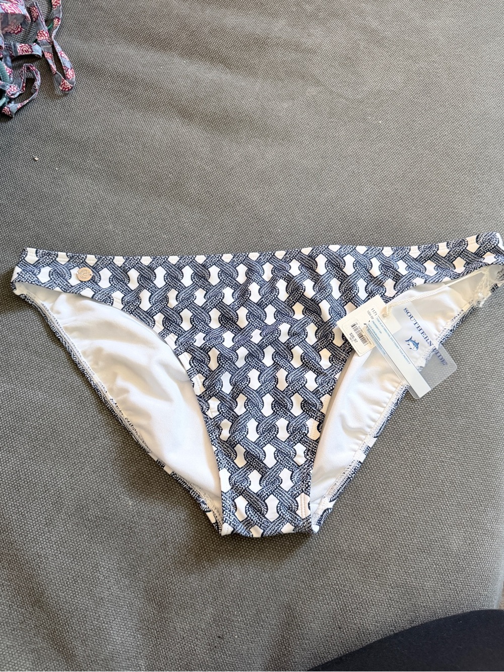 NWT Southern Tide Navy & White Geometric‎ Bikini Bottom. Sz XL